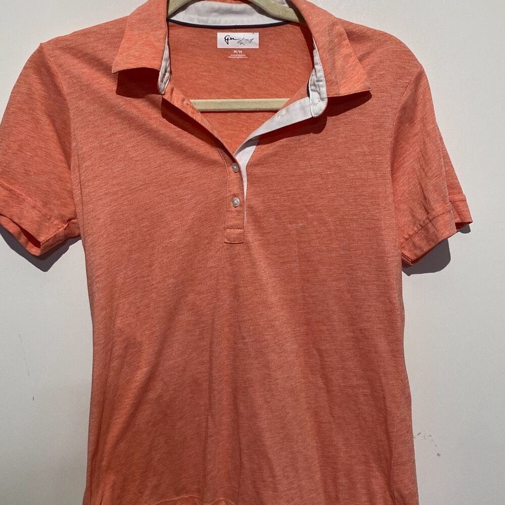 Greg Norman Men's Orange Heathered Golf Performance Polo Shirt Size Medium